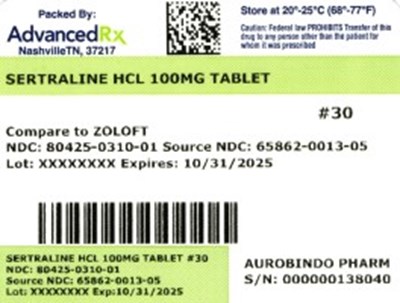 Label 1 (Sertraline HCl 100mg 80425 0310 01)